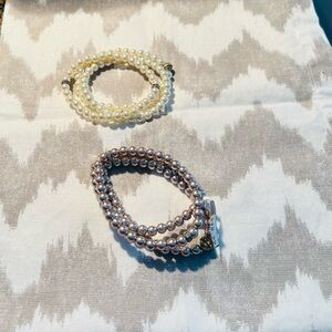 Set of 2 Banana Republic Replica Pearl Three Strand Bracelets